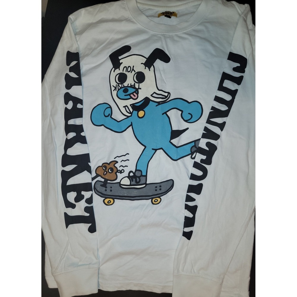 Chinatown Market Graphic Long Sleeve Skateboard Dog Tee White Large